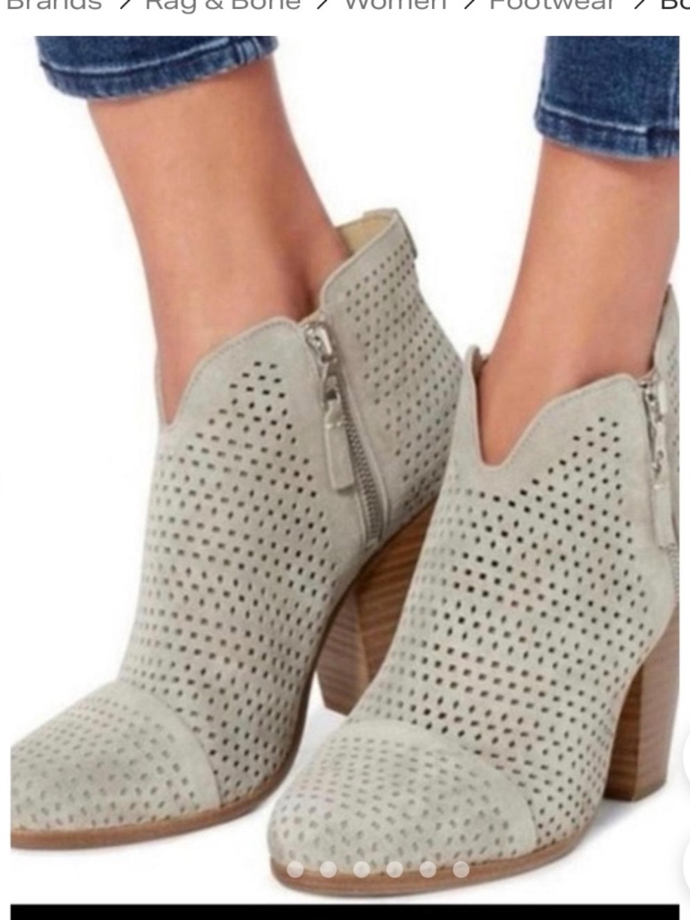Rag & Bone Grey Suede Margot Perforated Ankle Bootie Sz 39.5